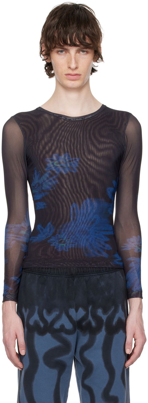 Tričko Collina Strada Collina Strada Cardio Floral Mesh Long Sleeve T-Shirt Čierna | XX3341, 0