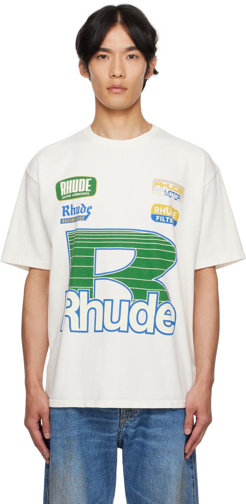 Tričko Rhude Rhude Roadway Racing T-Shirt Biela | RHPF25TT11012