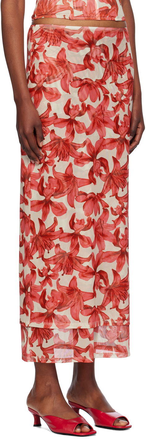 Sukňa Miaou Miaou Topanga Floral Print Midi Skirt Červená | 4064PM2OAL, 1