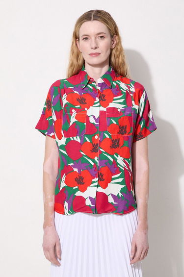 Košeľa A.P.C. Regular-Fit Floral-Print Linen-Blend Shirt Červená | VIAJQ.F12504, 0