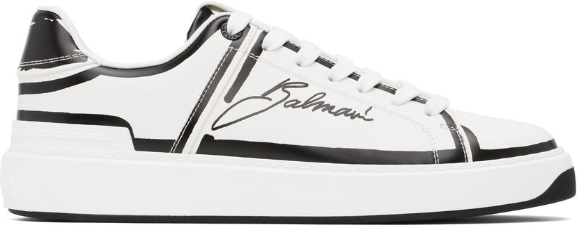 Tenisky a topánky Balmain Balmain B-Court Printed Calfskin Biela | EM1VI288LCLP