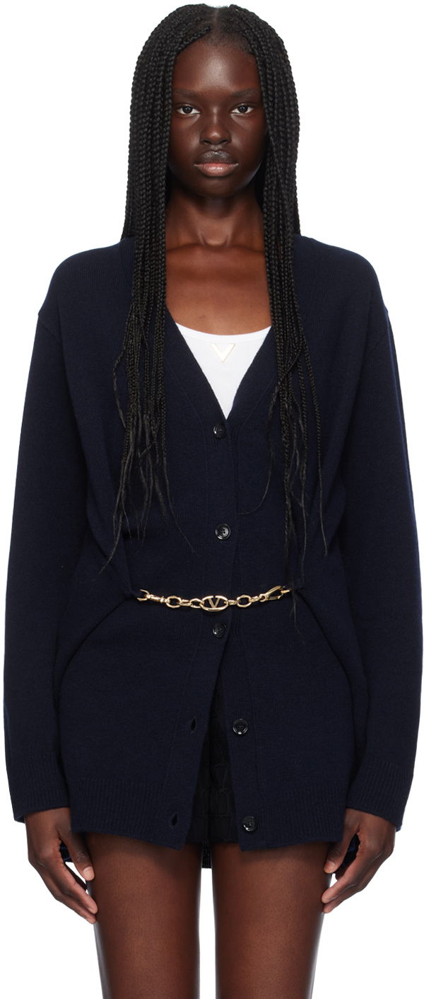 Navy Virgin Wool Cardigan