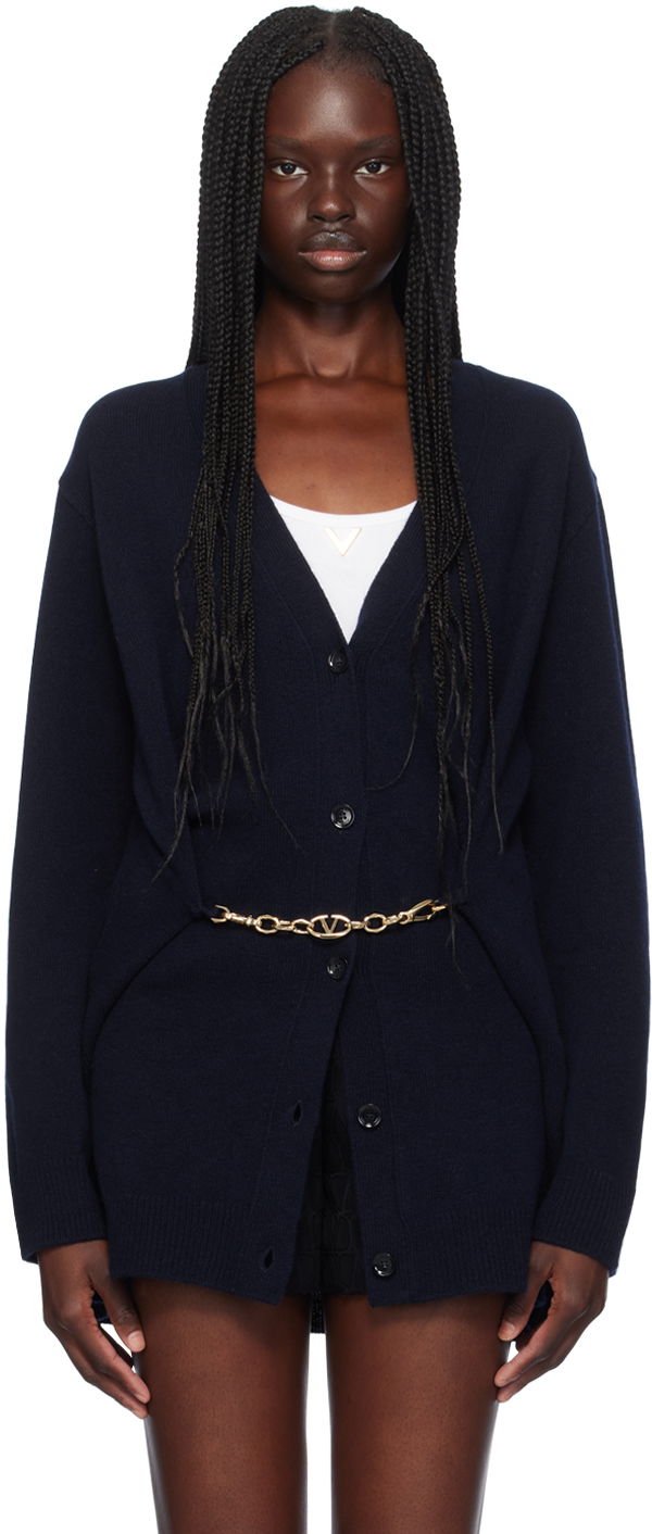Sveter Valentino Navy Virgin Wool Cardigan Čierna | 5B3KA08F8PL, 0