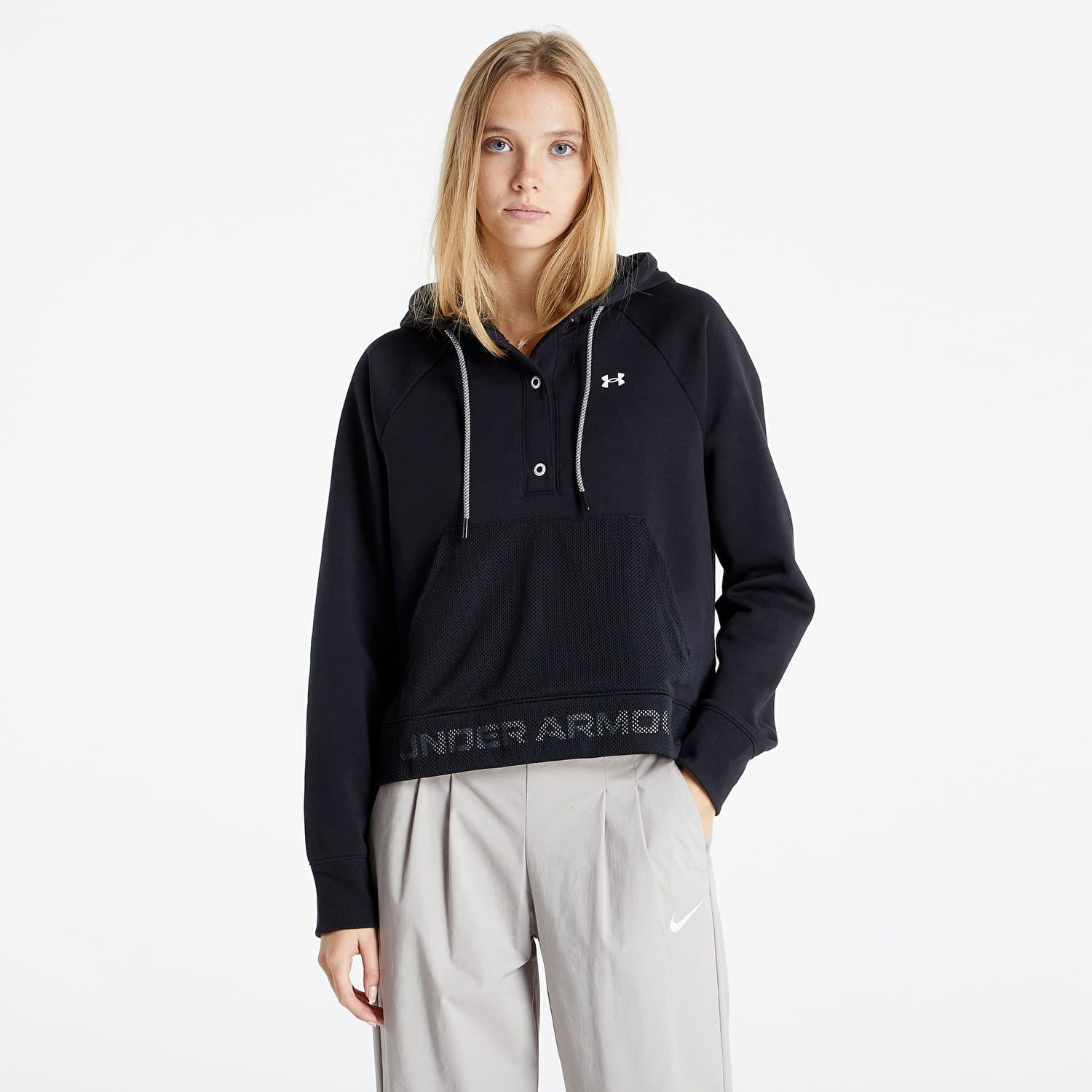 Mikina Under Armour Rival Fleece Mesh Hoodie Čierna | 1365844-001, 0