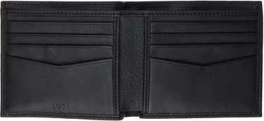 Peňaženka BOSS BOSS Bifold Leather Wallet with Logo Lettering Čierna | 50529496, 2