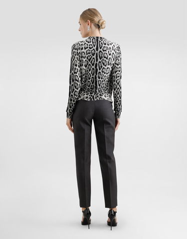 Sveter Dolce & Gabbana Dolce & Gabbana Leopard-Print Silk Cardigan Šedá | FXV07TJAHLAHI13N, 2