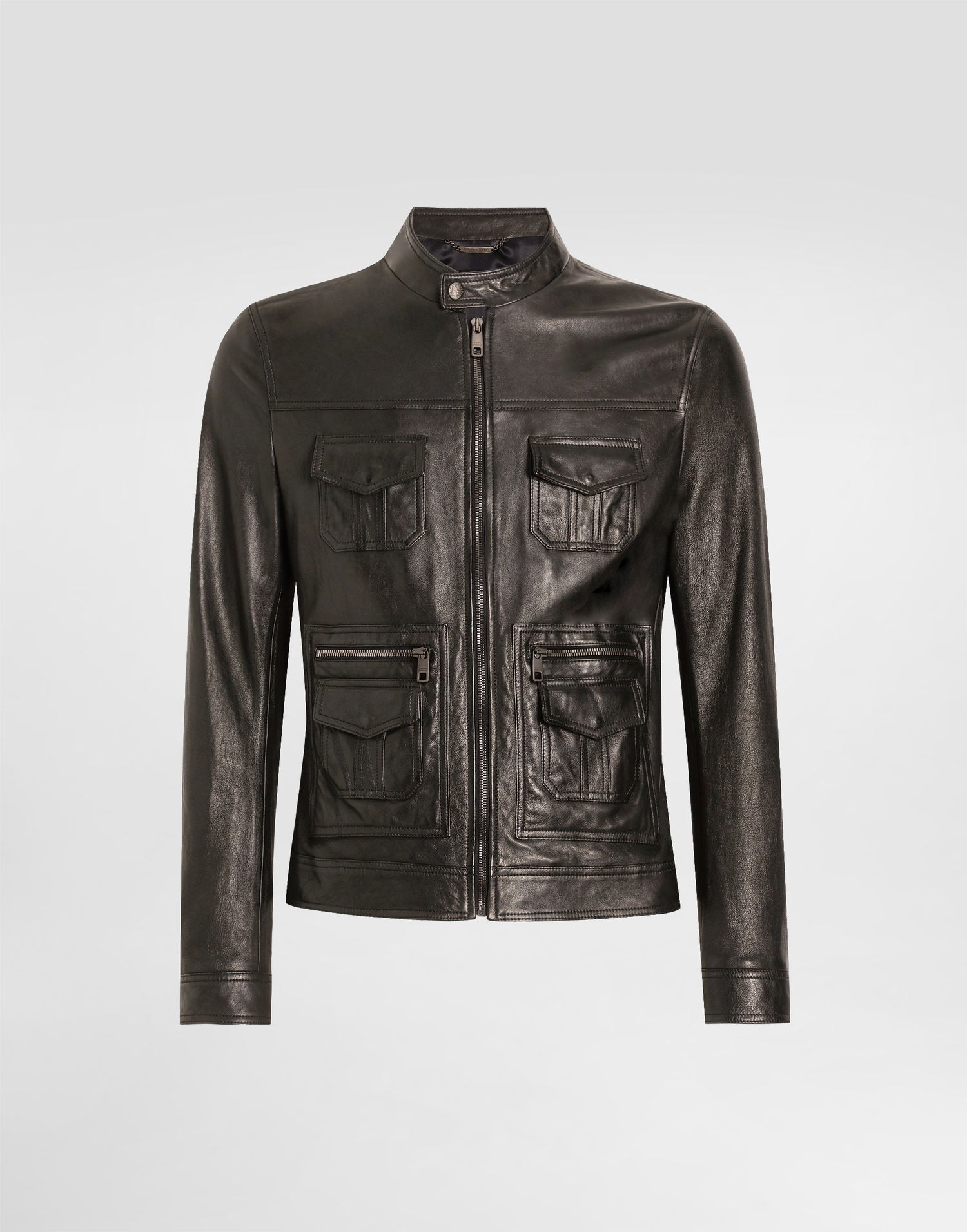 Bunda Dolce & Gabbana Dolce & Gabbana Leather Moto Jacket With Pockets Čierna | G9BGGLHULVSN0000, 0