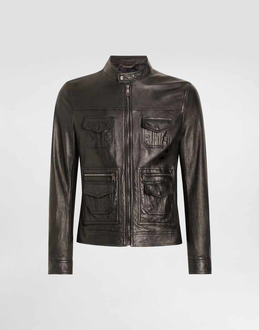 Bunda Dolce & Gabbana Dolce & Gabbana Leather Moto Jacket With Pockets Čierna | G9BGGLHULVSN0000