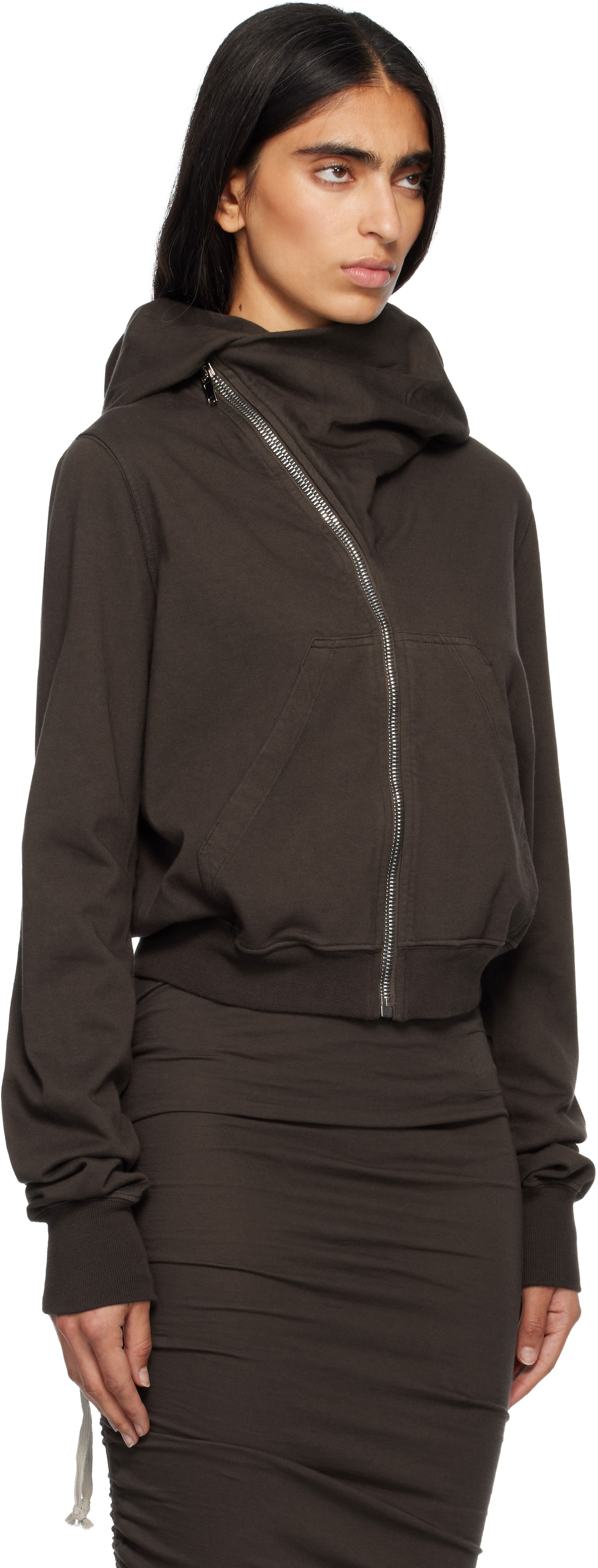 Mikina Rick Owens Concordians Mountain Asymmetrical Zip Hoodie Hnedá | DS02E7247 RIG, 1