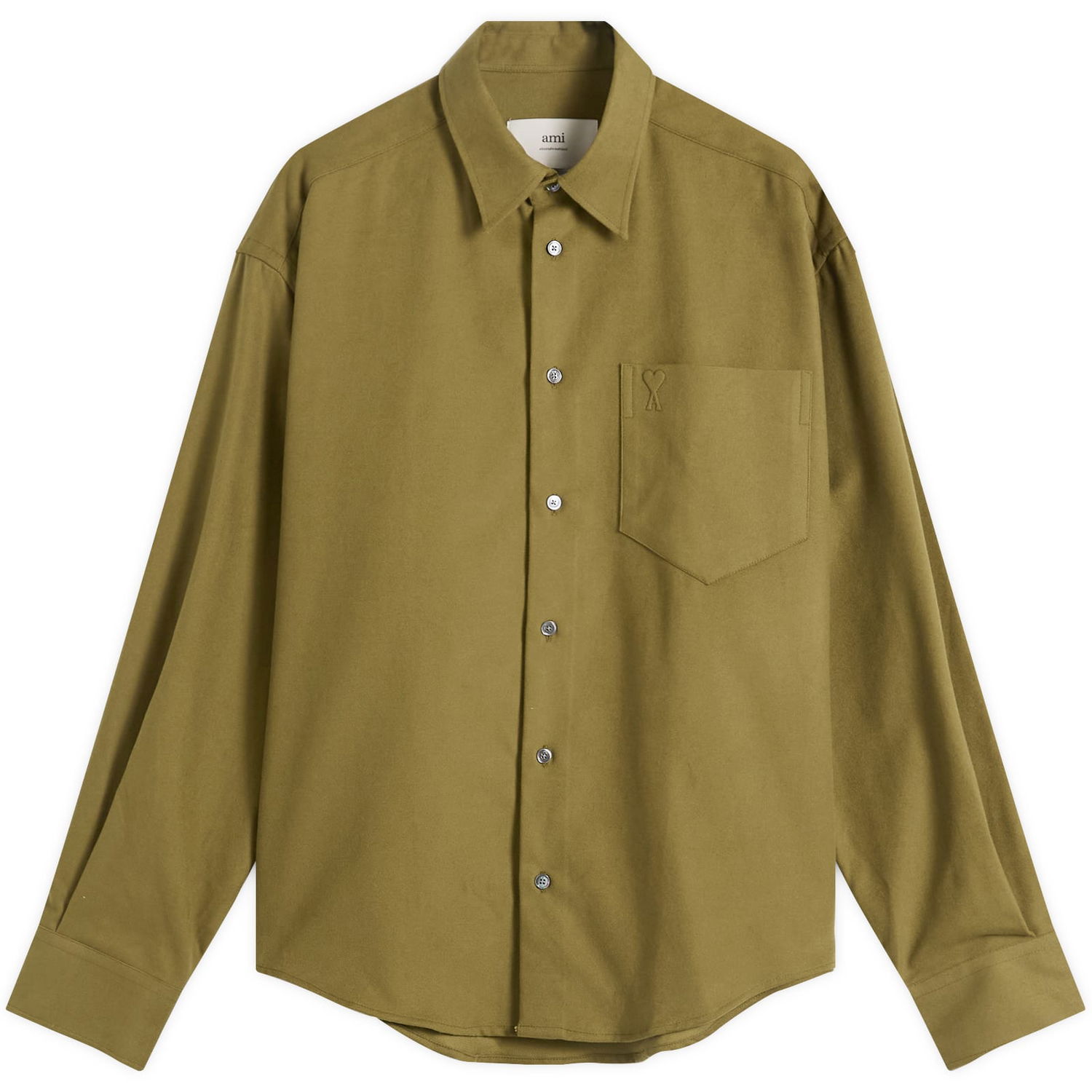 Košeľa AMI Brushed Cotton Oxford Boxy Shirt, Size Large Zelené | H25USH766-CO0056-298H25, 1