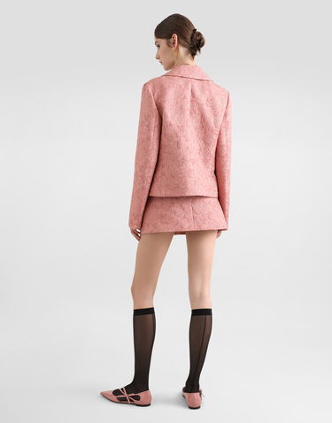 Bunda Dolce & Gabbana Dolce & Gabbana Single-Breasted Floral Jacquard Jacket Ružová | F29UETHJMQKF0473, 2