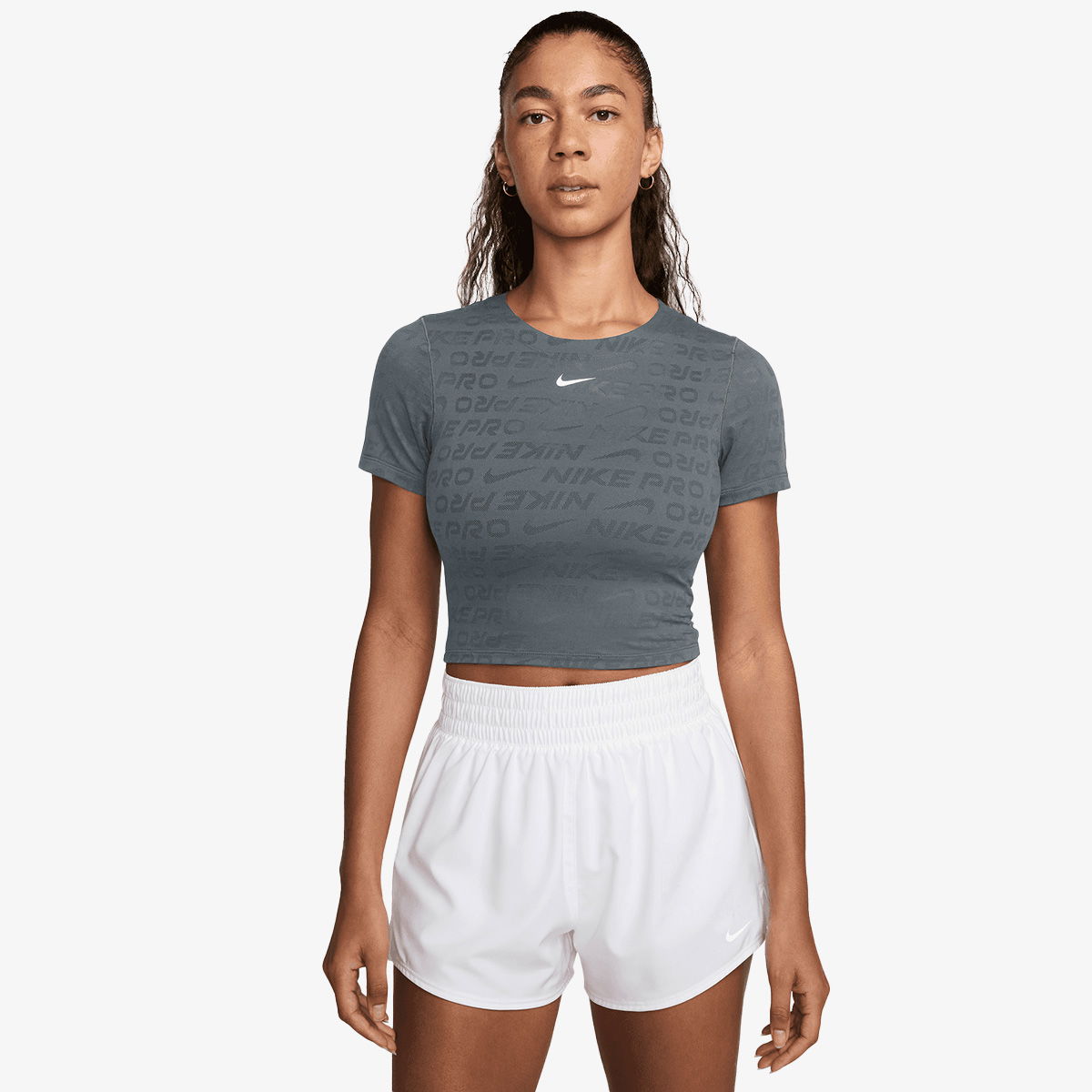 Crop Top Nike Pro Dri-FIT Short Sleeve Training Crop Top Šedá | HJ2285-478, 0