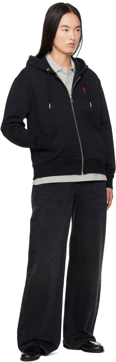 Mikina AMI AMI Paris Classic Ami De Coeur Zip Hoodie 3XL Čierna | BFUSW435.730-001, 4