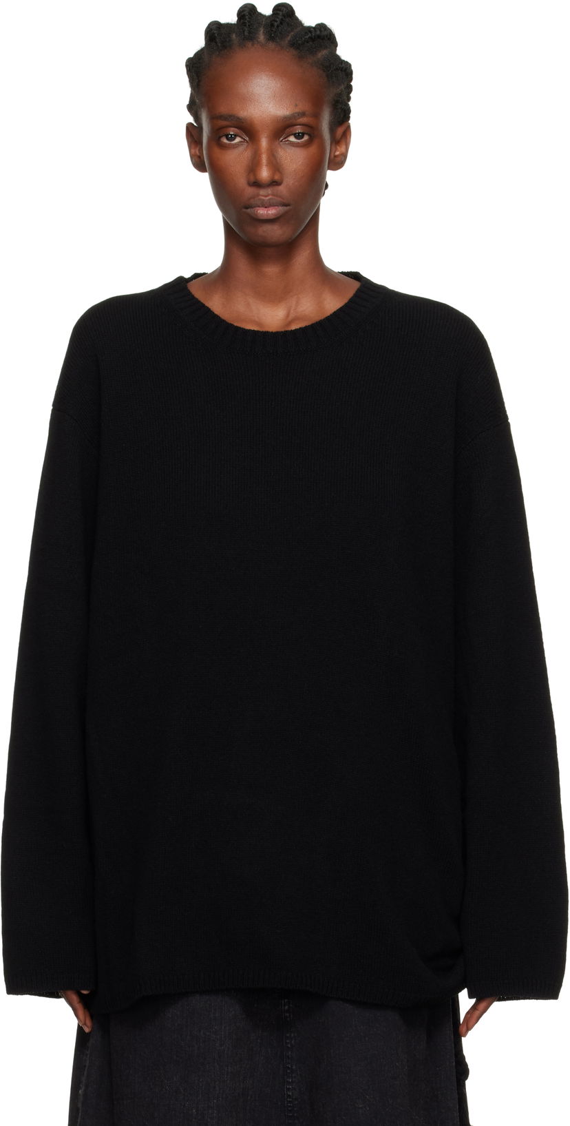 Sveter Yohji Yamamoto YOHJI YAMAMOTO String Round Neck Sweater Čierna | HL-K04-184