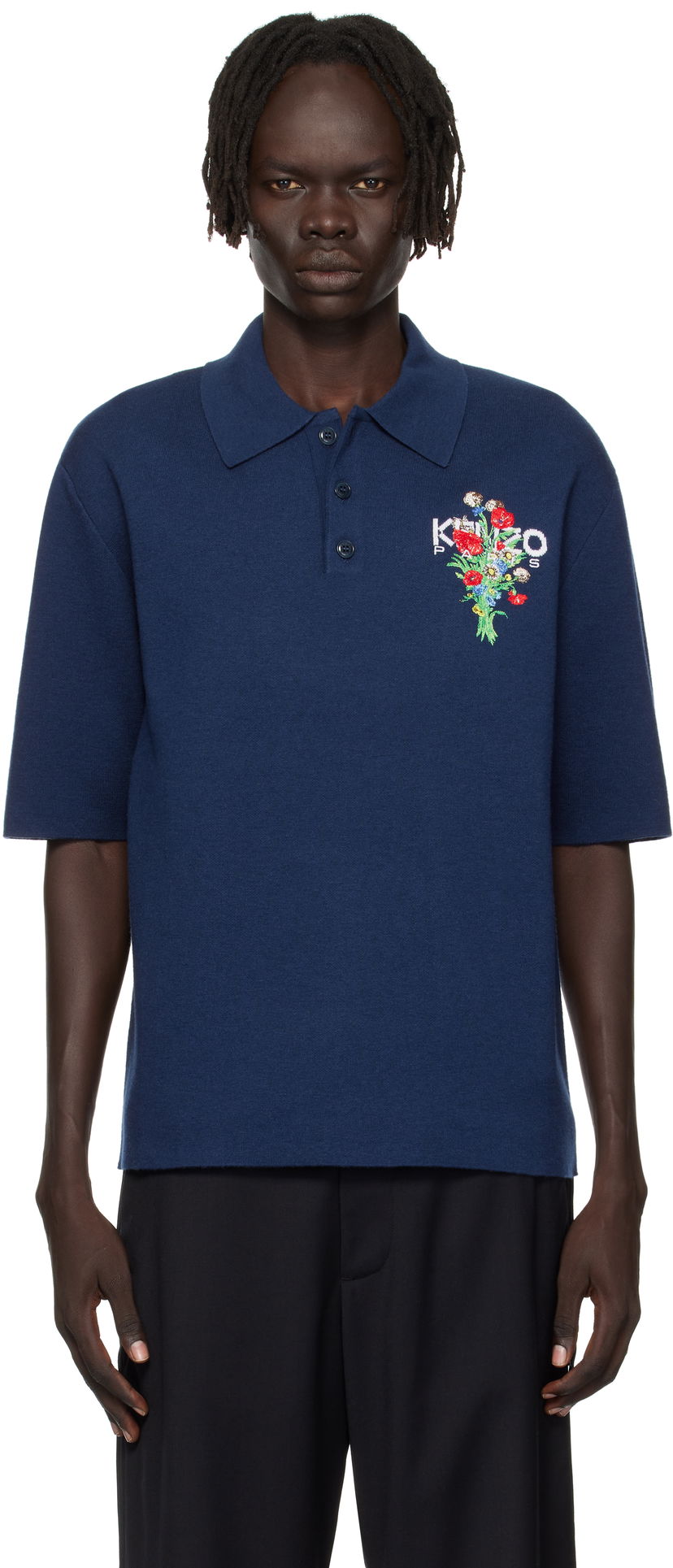 Polo tričko KENZO Kenzo 'KENZO Archive Bouquet' Embroidered Polo Shirt Navy | FF65PO7633BG