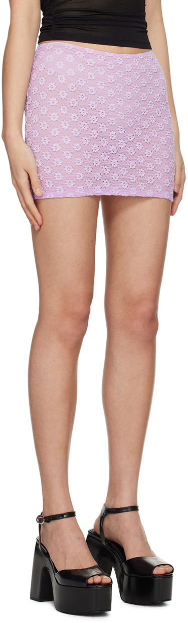 Sukňa BY FAR BY FAR Rubi Floral Crochet Miniskirt Fialová | 24CRRMSSKLLSTRL, 1
