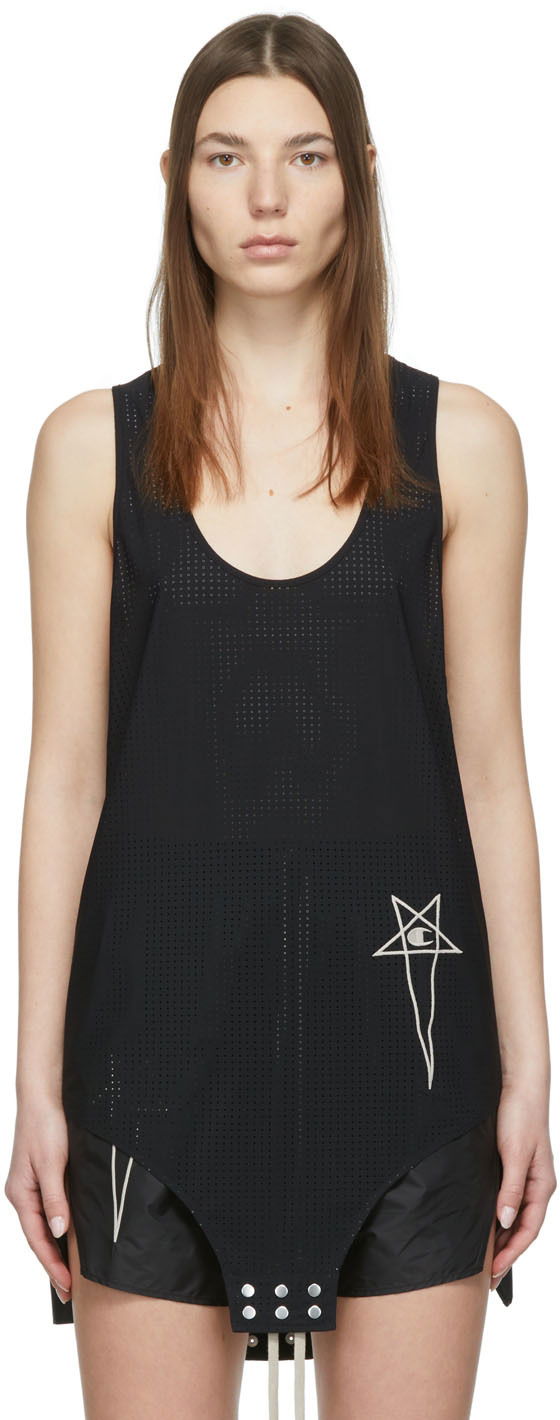 Tielko Rick Owens Basketball Perforated Tank Top Čierna | CW01B5379 CHNET, 0