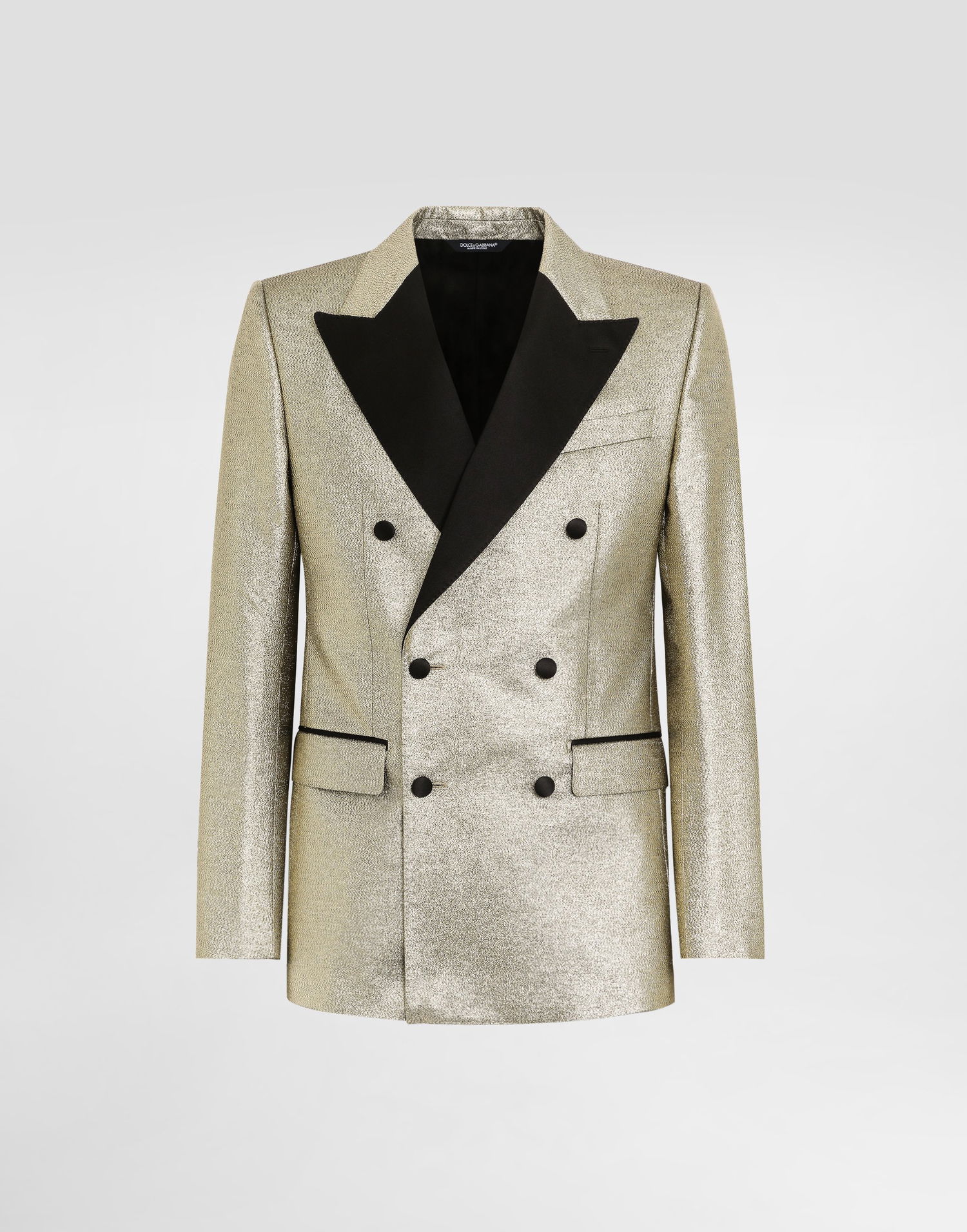 Bunda Dolce & Gabbana Double-breasted Lamé Jacquard Tuxedo Jacket Metalická | G2QU4TFJODVS0997, 0