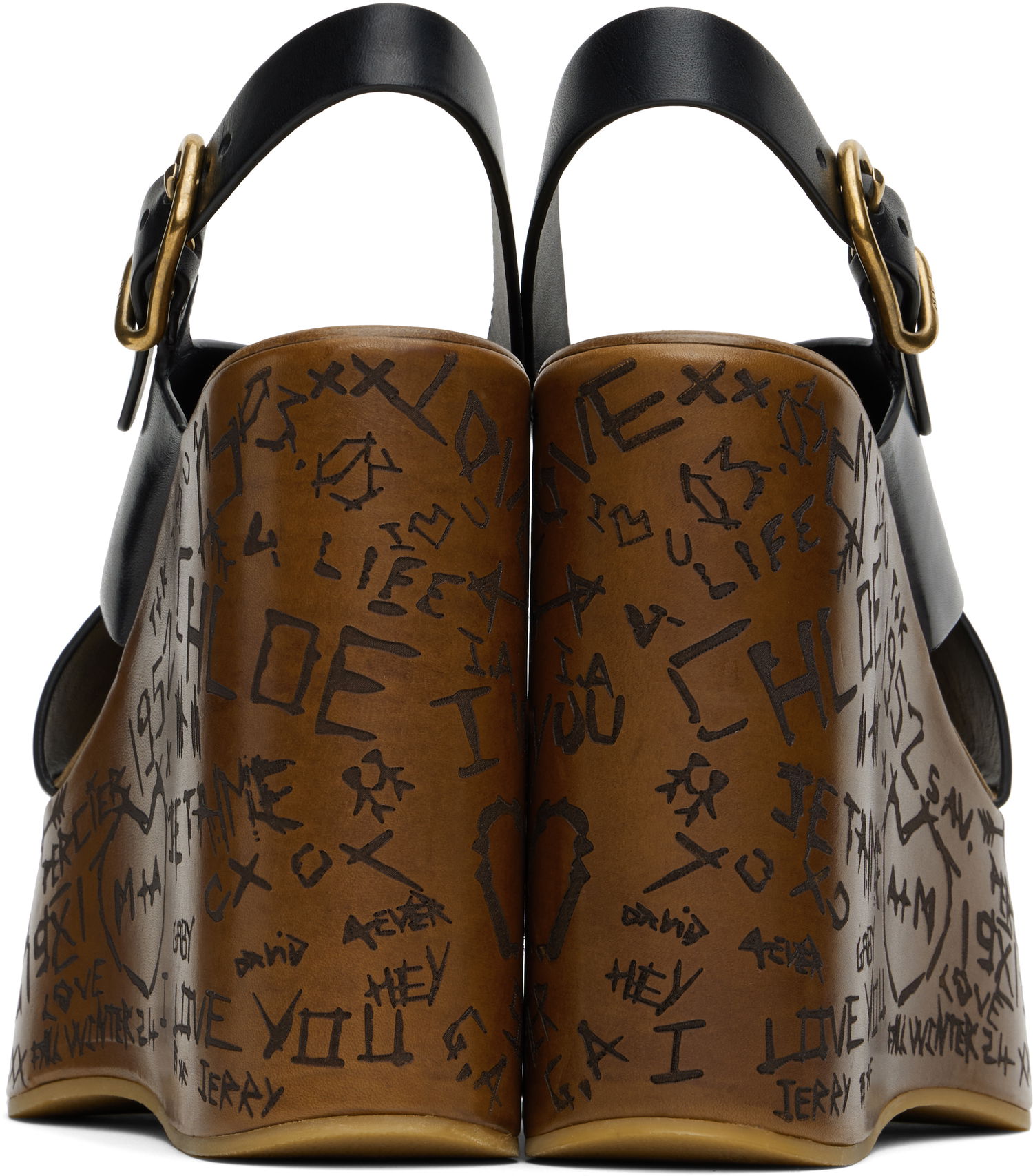 Tenisky a topánky CHLOÉ Maxime Graffiti Print Wedge Sandals Čierna | CHC24A02YLU, 1