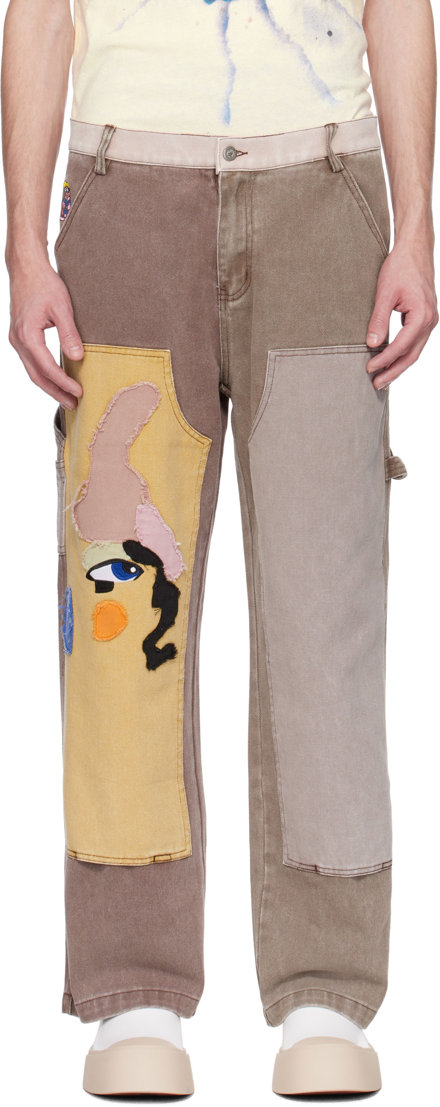 Cargo nohavice KidSuper KidSuper Patchwork Face Double Knee Trousers Hnedá | SS25-PT-03, 0