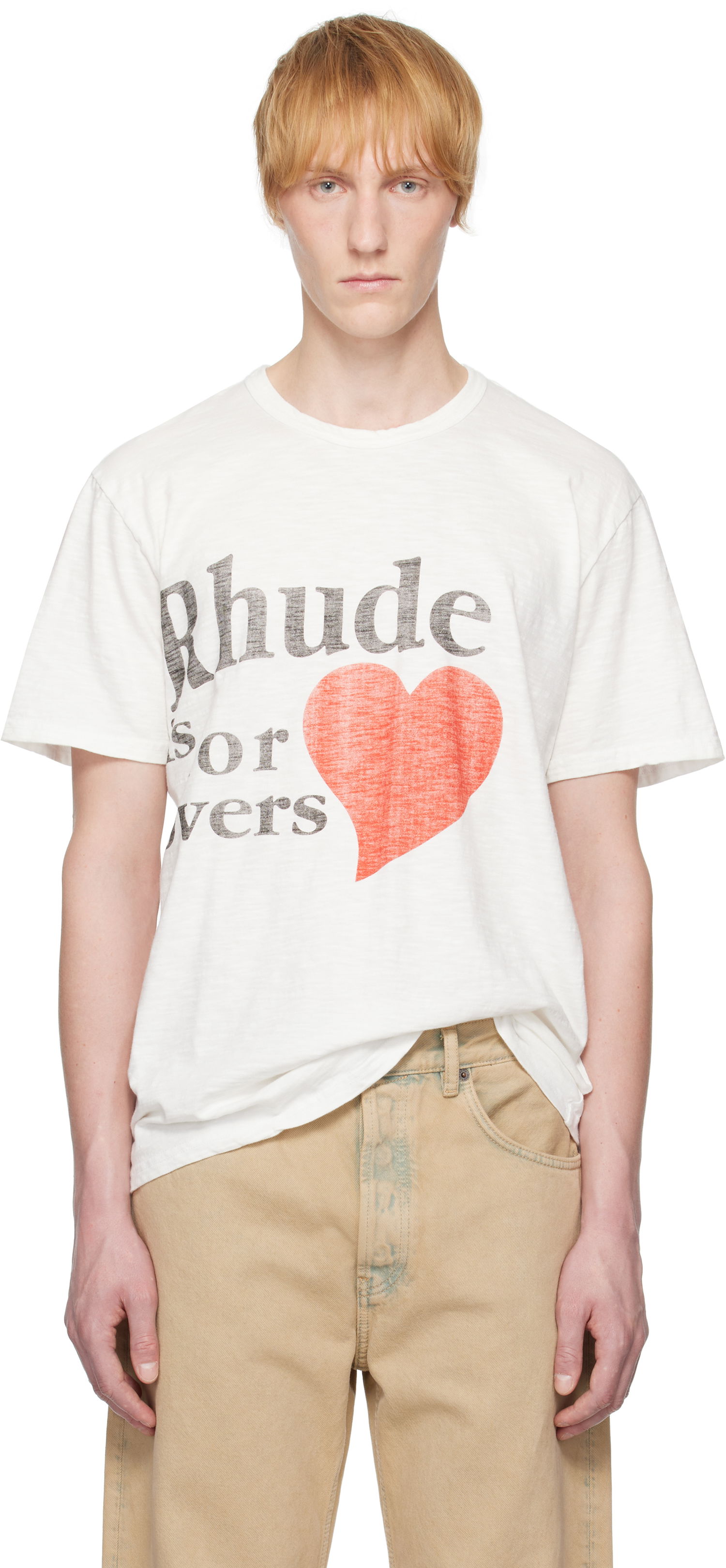 Tričko Rhude Rhude Slub 'Lovers' T-Shirt Biela | RHSS25TT24012, 0