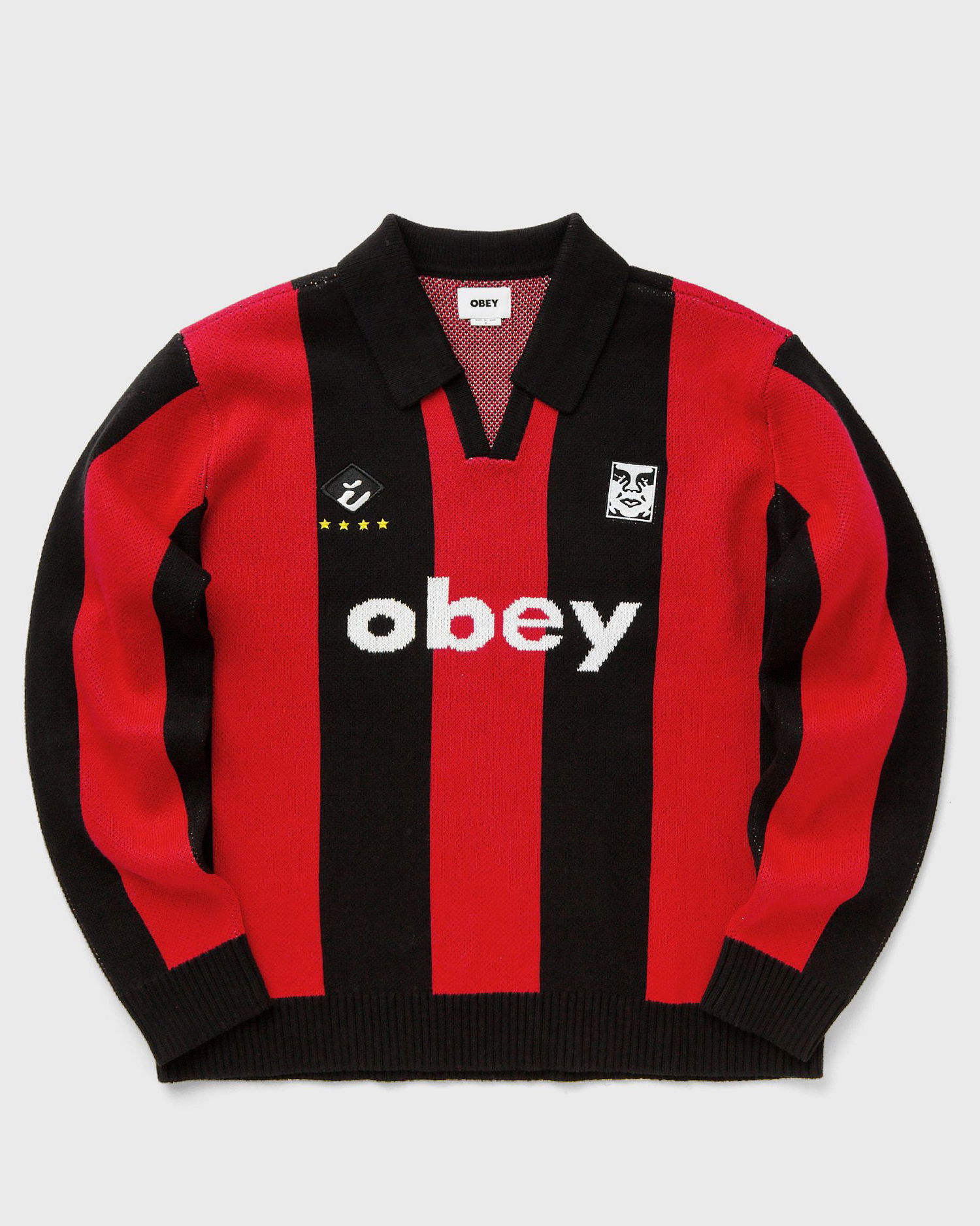 Sveter OBEY Striped Soccer Jersey Sweater Červená | 151000090-RDM, 0