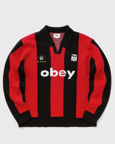 Sveter OBEY Striped Soccer Jersey Sweater Červená | 151000090-RDM, 0
