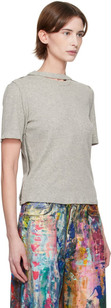 Tričko Eckhaus Latta Eckhaus Latta Flip Ribbed T-Shirt Šedá | 1204-EL-PS25-CE -, 1