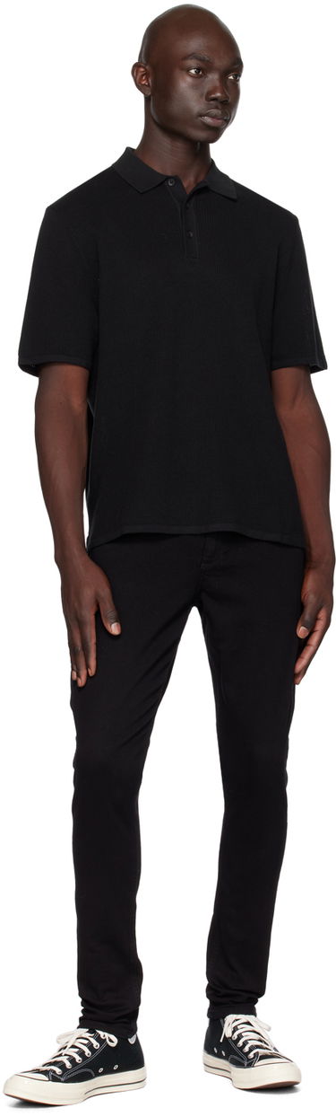 Polo tričko rag & bone Harvey Knit Polo Shirt Čierna | MBS22S018KI18, 3