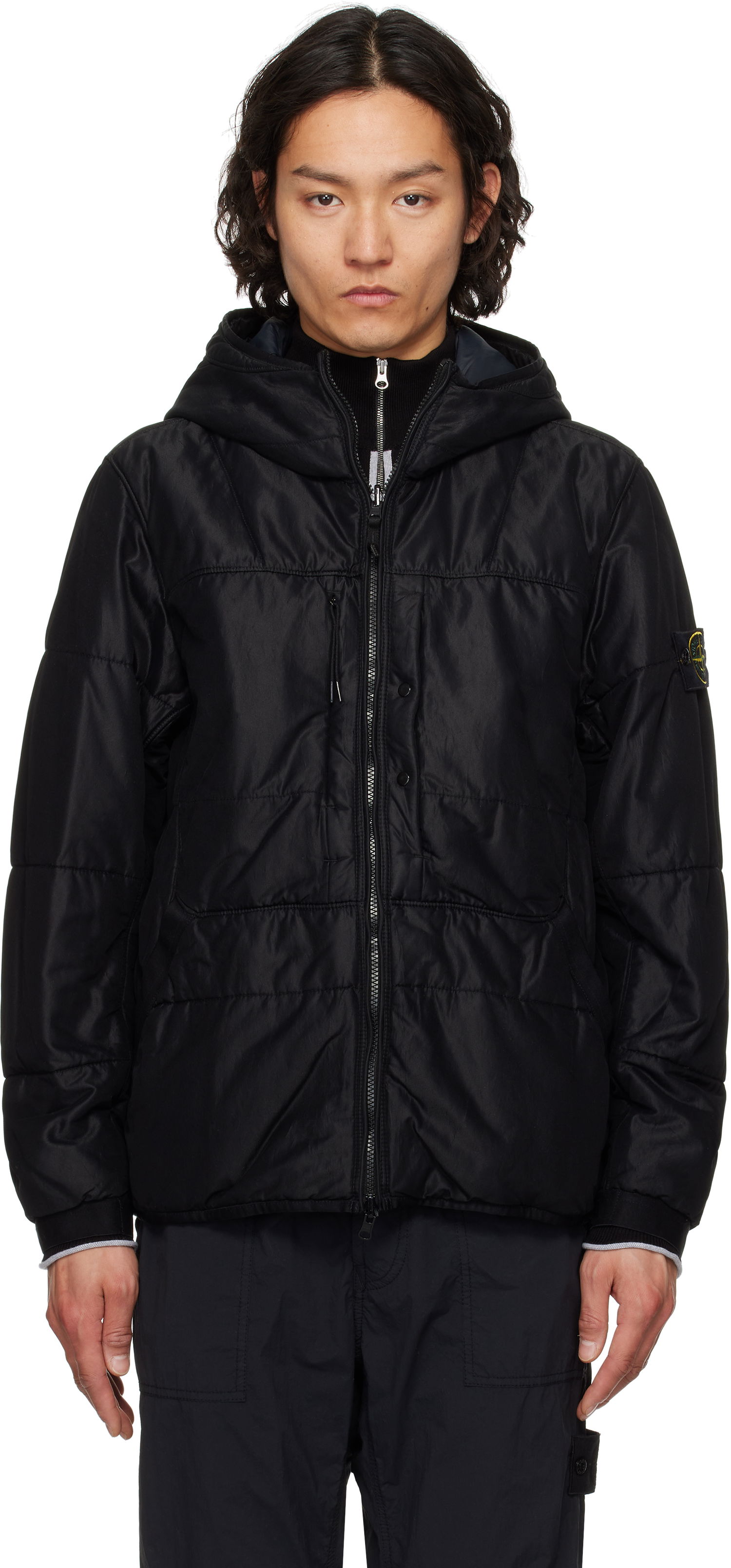 Prešívaná bunda Stone Island Stone Island Reversible Nylon Mesh-TC Hooded Jacket Čierna | K1S15 4100087 S0032, 0