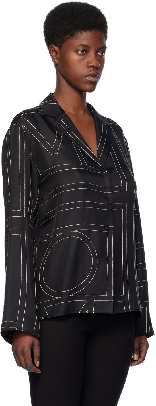 Košeľa TOTEME Monogram Satin Shirt Čierna | 213-755-707, 1