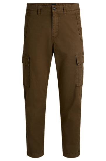 Cargo nohavice BOSS Stretch Cotton Twill Cargo Trousers Hnedá | 50530599, 0