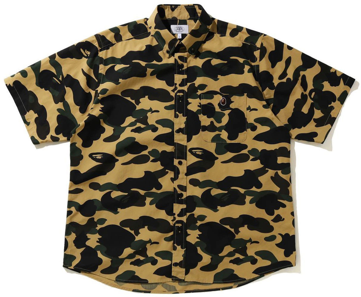 Bape Short Sleeve Button Down 1st Camo Shirt Yellow