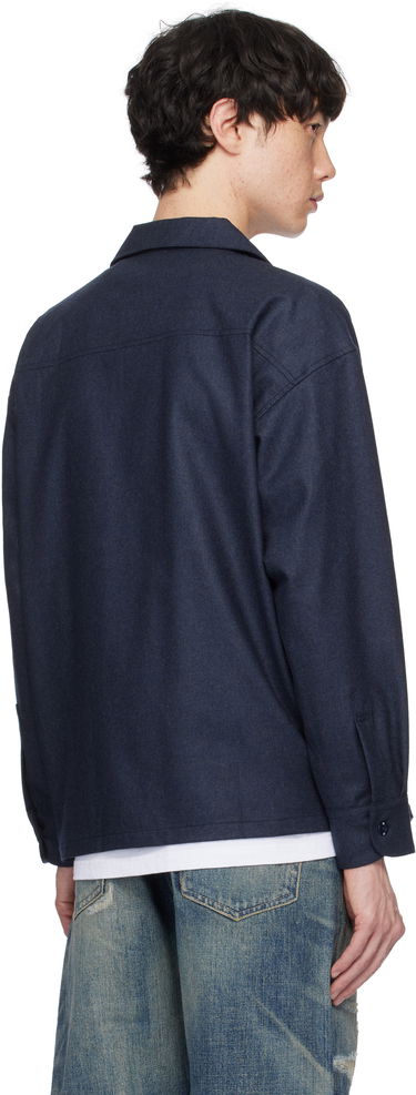 Košeľa Neighborhood Neighborhood Wool Open Collar Shirt Modrá | 242BENH-SHM03, 2