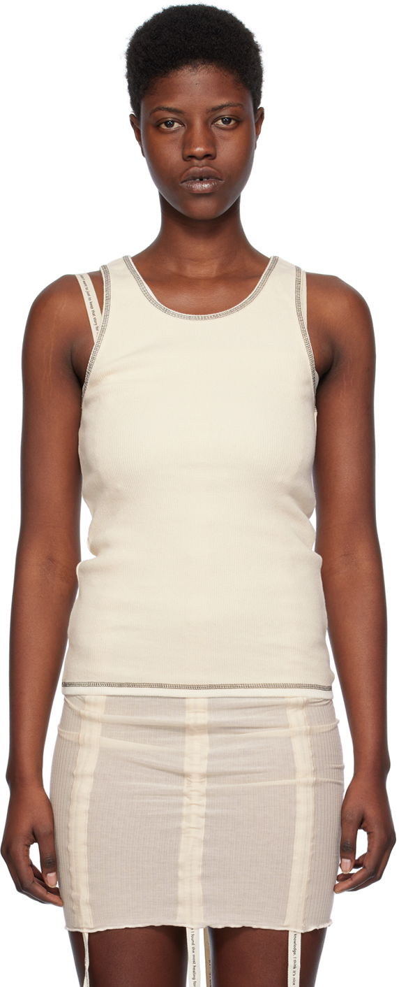 Tielko Baserange Sleeveless Garble Tank Top Béžová | FLGTA-RIB-SP24, 0