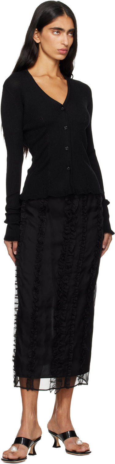 Sveter Cecilie Bahnsen Bessie Ribbed V-Neck Cardigan Čierna | 3.25KNI52001, 3