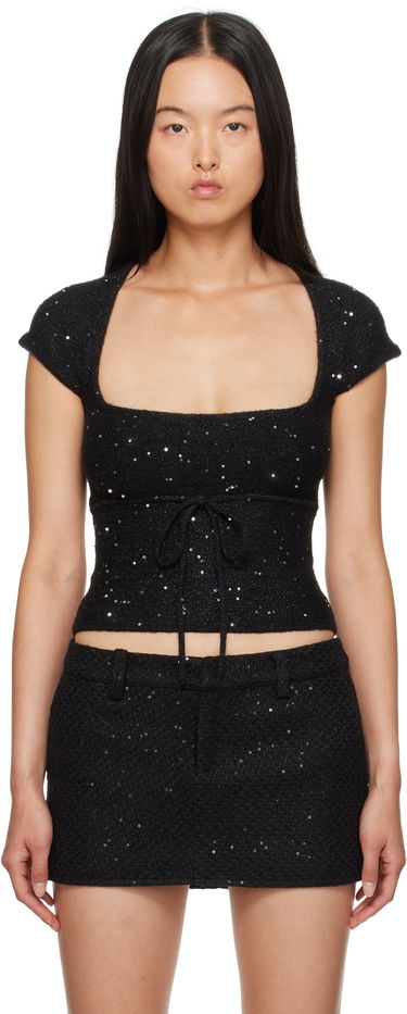 Crop Top GUIZIO Guizio Miki Sequin Knit Top Čierna | F24112S048, 0