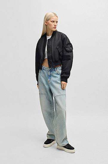 Bomber bunda BOSS HUGO Water-Repellent Bomber Jacket with Pocket Čierna | 50542360, 1