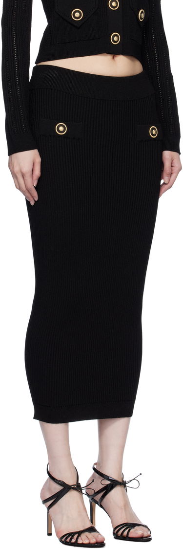 Sukňa Balmain Ribbed Knit Midi Skirt Béžová | EF1LD022KI10, 4
