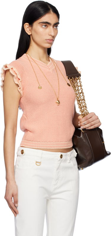 Sveter CHLOÉ Chloé Knit Ruffle-Sleeve Sweater Ružová | CH25SMP03630, 1