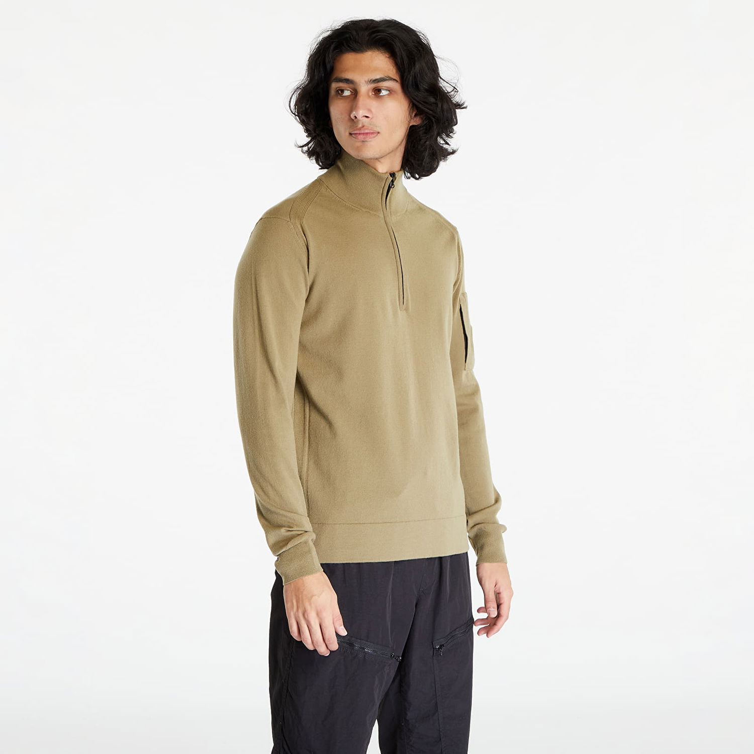 Mikina C.P. Company Extafine Merino Wool Zipped Crewneck Béžová | 15CMKN073A005528A-335, 0