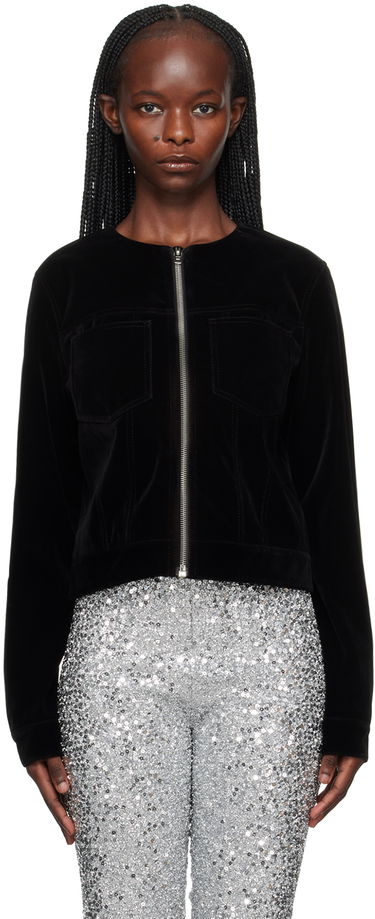 Bunda We11done Velvet Zip-Up Jacket Čierna | WD-JK3-23-018-W-BK, 0