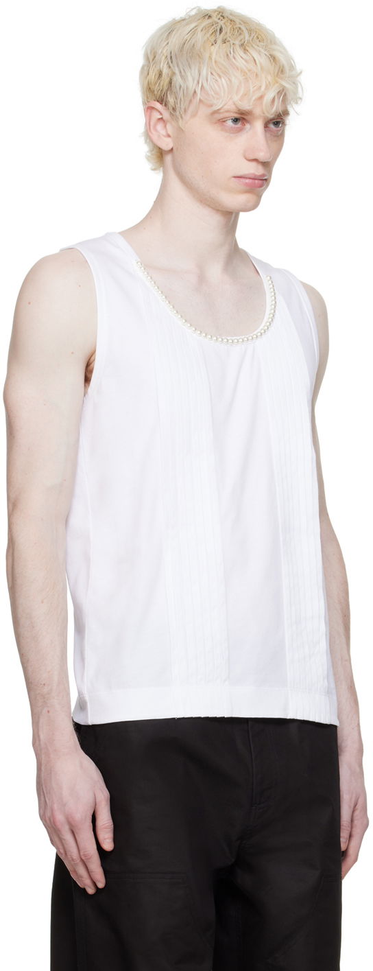 Tielko Simone Rocha Simone Rocha Pleated Tank Top Biela | 5234B 0553, 1