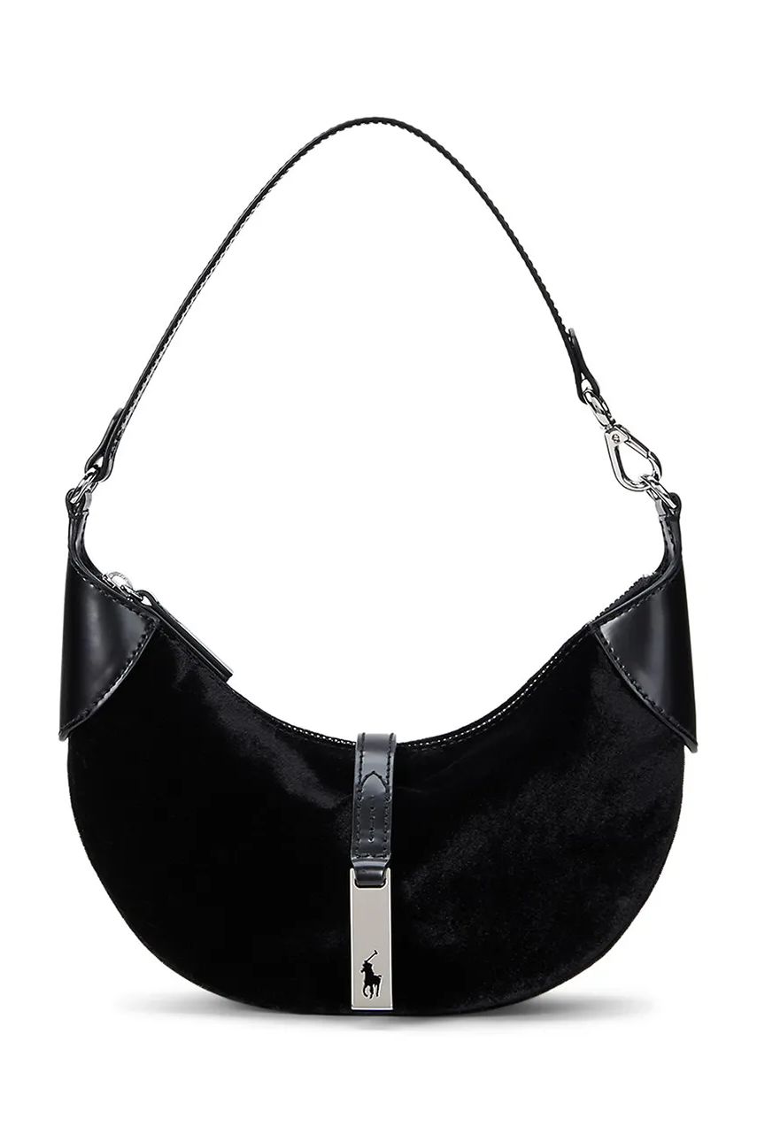 Taška cez rameno Polo by Ralph Lauren Suede Shoulder Bag Čierna | 428952653, 0