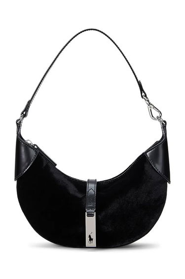 Taška cez rameno Polo by Ralph Lauren Suede Shoulder Bag Čierna | 428952653, 0