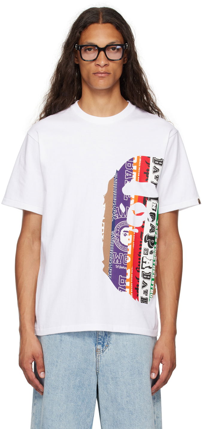 Tričko BAPE BAPE White Fans Scarf Side Big Ape Head T-Shirt Biela | 001TEK301043M, 0
