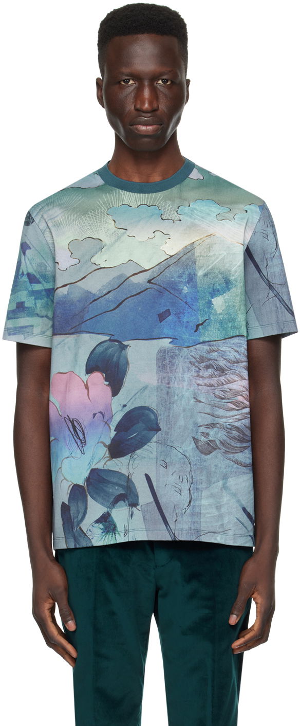 Tričko Paul Smith Paul Smith Printed T-Shirt Modrá | M1R-919T-MP4275-47, 0