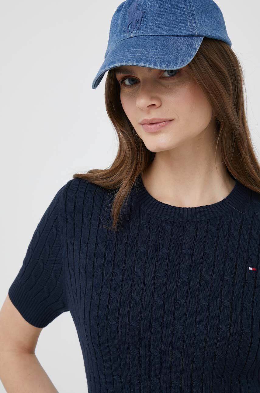 Sveter Tommy Hilfiger Cable Knit Slim Short Sleeve Jumper Navy | WW0WW38744.PPYX, 0
