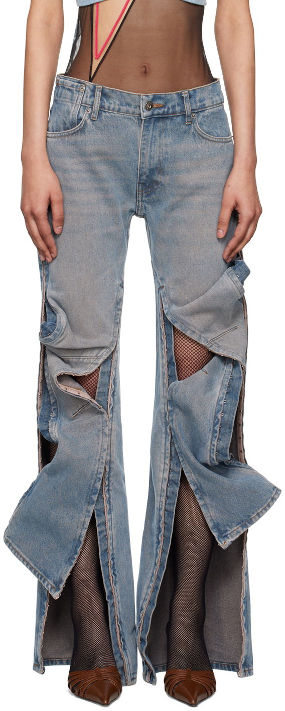 Džínsy Y/PROJECT Blue Hook-Eye Jeans Modrá | 107PA002, 0