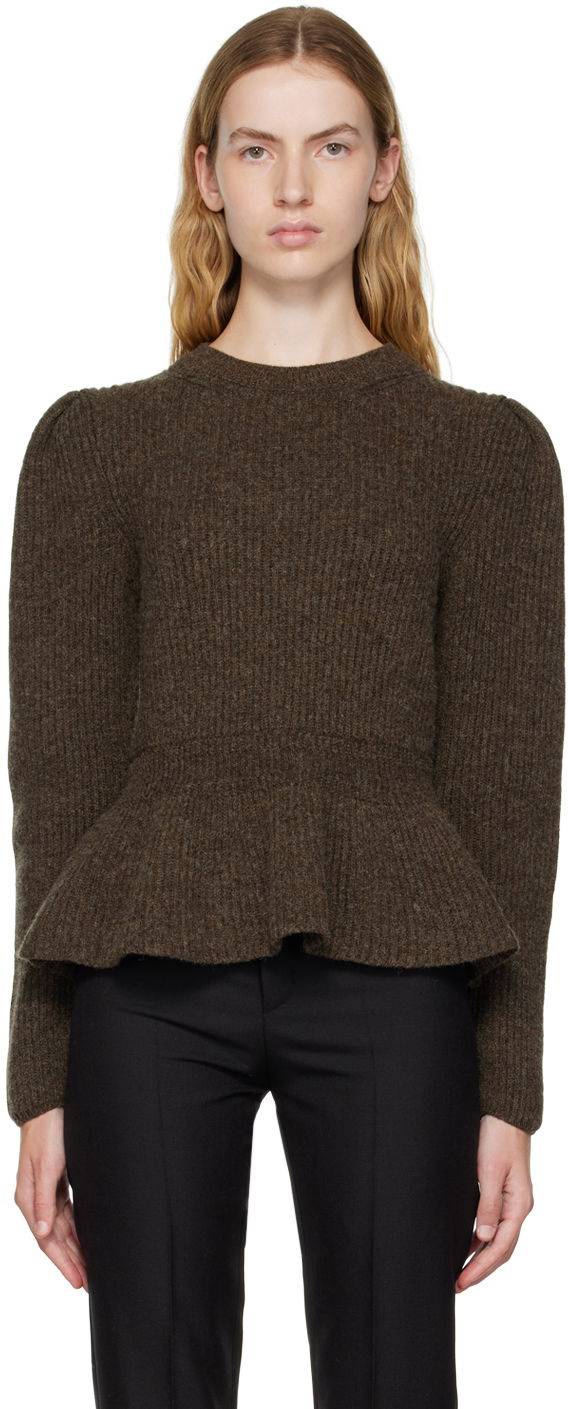 Sveter LEMAIRE Lemaire Peplum Knit Sweater Hnedá | KN684 LK107